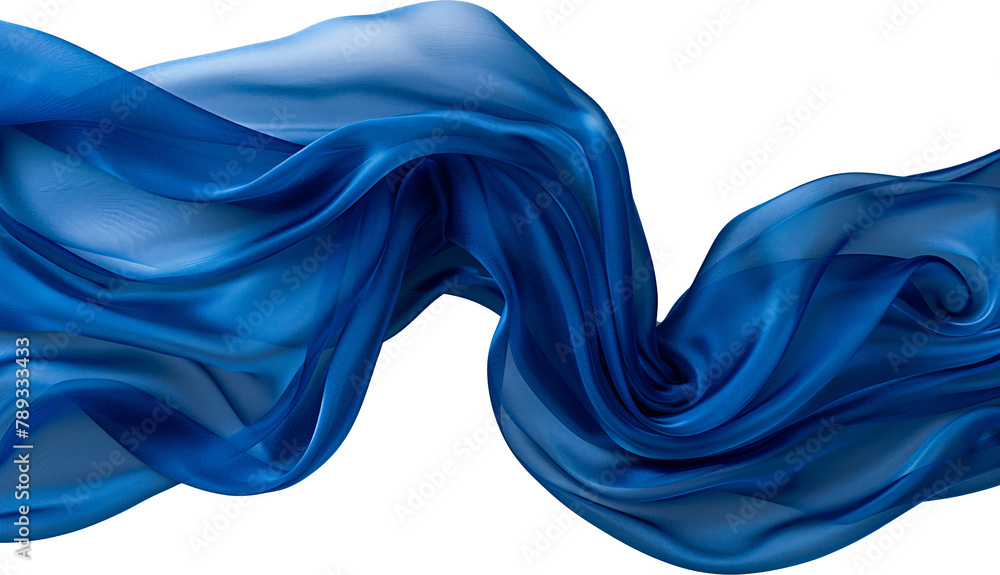 Poster smooth elegant blue satin isolated on transparent background. abstract design element. generative ai