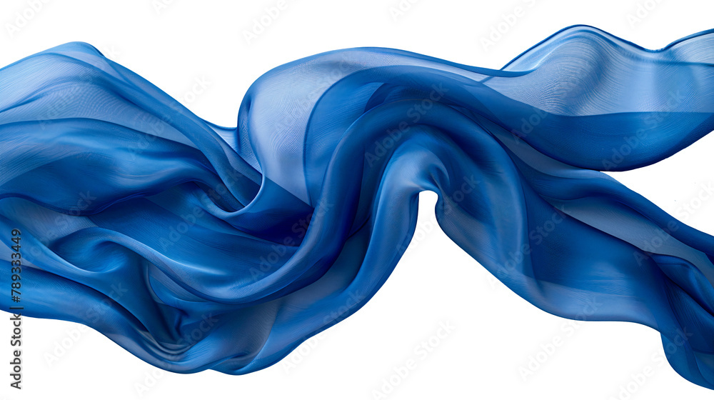 Poster smooth elegant blue satin isolated on transparent background. abstract design element. generative ai