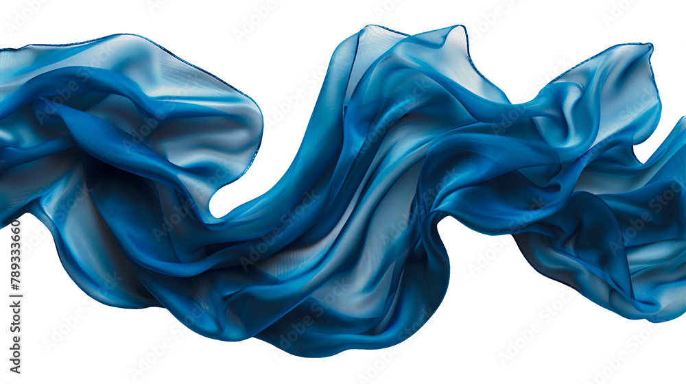 Poster smooth elegant blue satin isolated on transparent background. abstract design element. generative ai