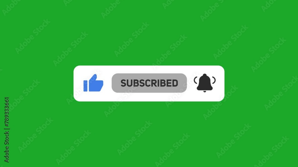 Wall mural subscribe and reminder button animation, subscribing animation, animated subscribe button on green s