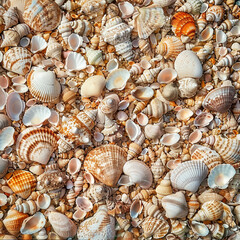 background of sea shells and pebbles