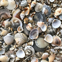 background of sea shells and pebbles