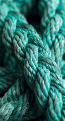 Close-Up of Intricately Woven Turquoise Rope Texture