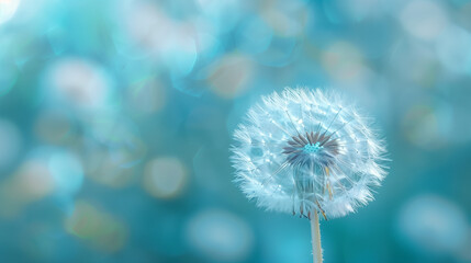Obraz premium Serene Blue Dandelion on a Soft Bokeh Background