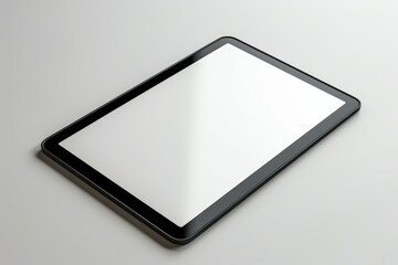 A tablet mockup featuring a large, high-resolution screen, perfect for presentations, entertainment, and creative work, resting on a minimalist wooden desk