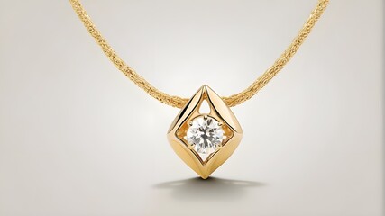  A dainty gold necklace adorned with a small diamond pendant, sparkling with elegance  - obrazy, fototapety, plakaty
