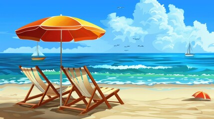 Beach chair clipart for relaxing by the shore.