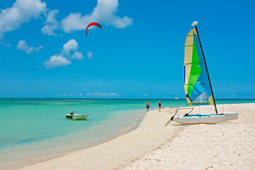 Water sports at Palm Beach on Aruba island in the Caribbean Sea