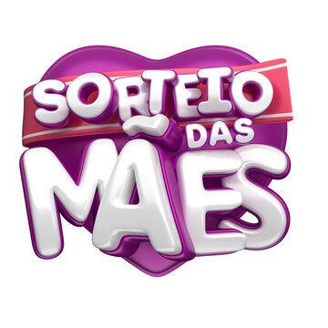Selo 3D Sorteio dia das M&atilde;es em portugu&ecirc;s brasil