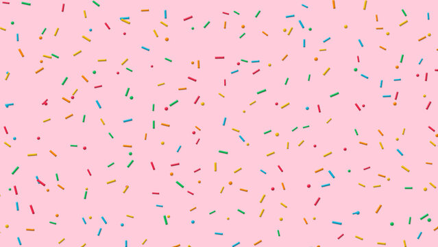 colorful sprinkles on pink background, birthday and party design element	