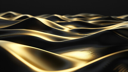 An image displaying the essence of background of black and gold sand dunes, with light creating ripples and shadows across the surface. through abstract art.