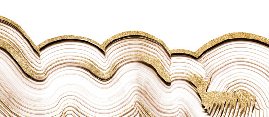 Luxury abstract textured border png in gold DIY wavy raked pattern