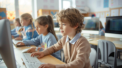 International school students in the classroom.