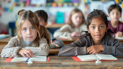 Elementary School Computer Science Classroom: Diverse Group of Little Smart Schoolchildren using Personal Computers, Learn Informatics, Internet Safety, Programming Language for Software Coding.