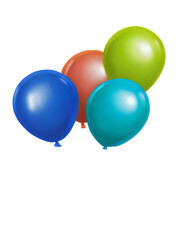 Four colorful birthday balloons. PNG. vertical
