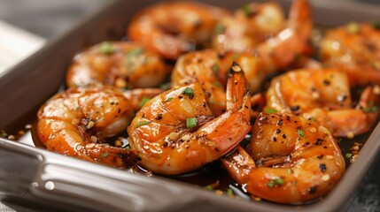 Shrimp marinating in fish sauce and spices, infused with the bold flavors of Southeast Asian cuisine, - obrazy, fototapety, plakaty