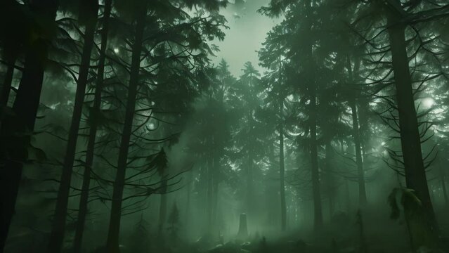 dark forest landscape. 4k video animation