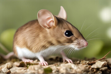 front mouse Wood background white studio pet