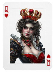 Queen of heart playing card. Poker card. Classic Queen of heart. Playing card concept. Queen of heard card on transparent background.