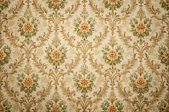 Fototapeta Vintage Wallpaper Texture: A textured wallpaper with patterns and imperfections, reminiscent of vintage or retro interior design styles. 