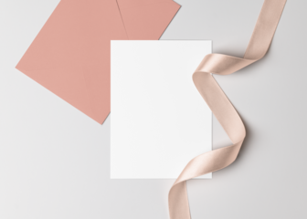 Png wedding invitation card mockup, aesthetic editable, transparent design