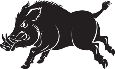 Vector silhuette illustration og a running wild boar