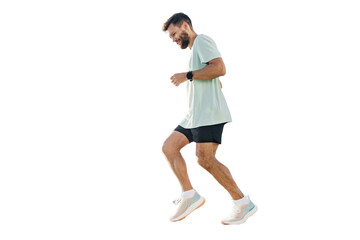 Male Trainer Running Fit Stretching Exercise Warm Up Runner, Cut out