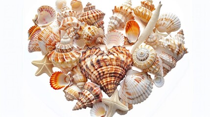 Obraz premium Seashell clipart arranged in a decorative pattern.