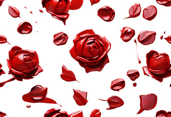 Ruby and rose paint stroke on solid white background, generative AI