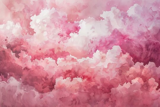 dreamy watercolor clouds on soft pink background abstract painting