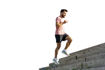 Male Trainer Running Fit Stretching Exercise Warm Up Runner, Cut out