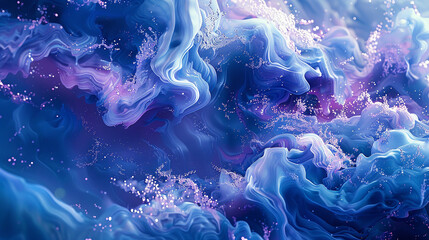 Electric cobalt cascades colliding with whispers of pearl, a symphony of contrasts igniting the imagination. 