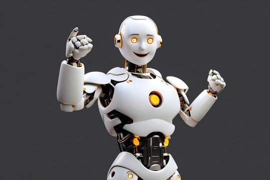 a white humanoid android guy robot on plain background from Generative AI
