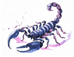 Czarny skorpion ilustracja - obrazy, fototapety, plakaty