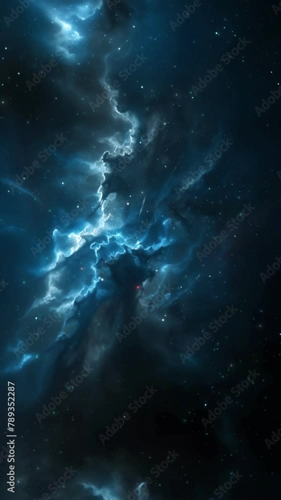 Wall mural vertical blue deep space galaxy nebula. cinematic celestial background depicting astrology and space