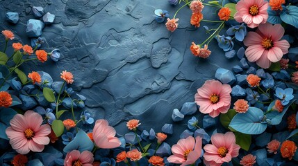 flowers on a navy background