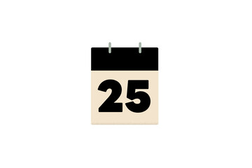 25 days twenty five twenty fifth calendar days of the month sheets of paper