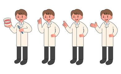 Dentist 2 cute on a white background, vector illustration.