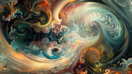 A surreal dreamscape of swirling colors and fantastical shapes, evoking a sense of wonder and awe as it transports the viewer to another world.