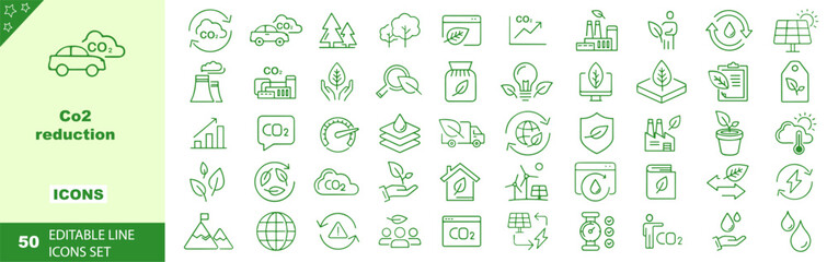 Co2 icons Pixel perfect. Alternative Energy, Eco Friendly and Ecology related line icon set
