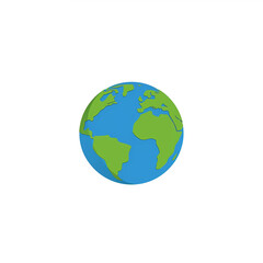 Minimalist Earth Illustration, Simple Stylized Planet on White Background