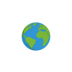 Fototapeta premium Minimalist Earth Illustration, Simple Stylized Planet on White Background