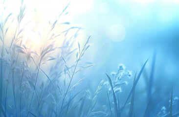 Soft Grass Silhouettes Swinging in the Breeze at Sunrise, Serene Dawn Light