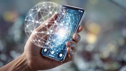 Illustration of the world's network in the palm of your hand