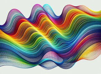 abstract colorful background with wavy lines. 3d render illustration - obrazy, fototapety, plakaty