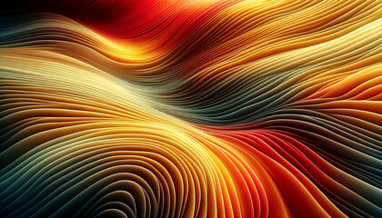 abstract colorful background with smooth lines in yellow, orange and red - obrazy, fototapety, plakaty