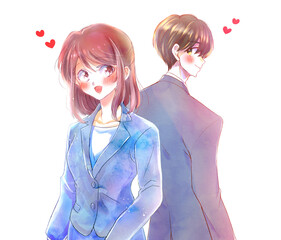 笑顔のビジネスパーソン　男女　恋愛