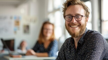 Smiling Man in Modern Office