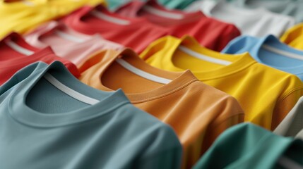 Vibrant collection of tshirts displayed on shelves in a 3D ed clothing store interior illustration