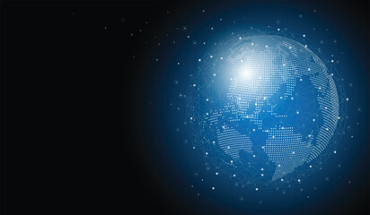 Global network connection and communication technology.Global network background.social network.	